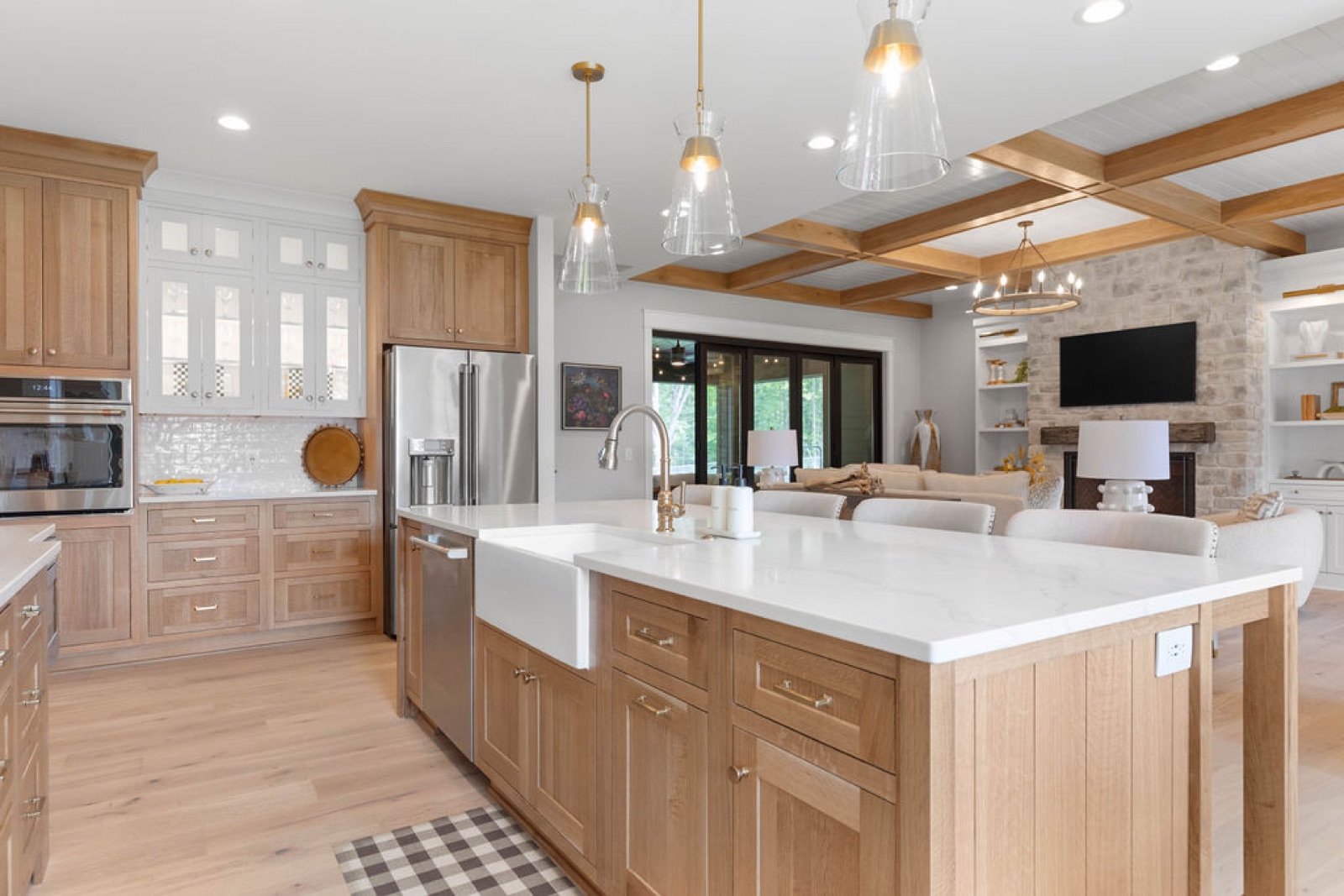 The Stone Hammer Kitchen — Glass-front display uppers